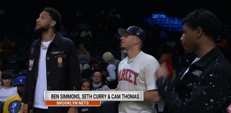 本西、库里等篮网球员现场观战WNBA自由人比赛