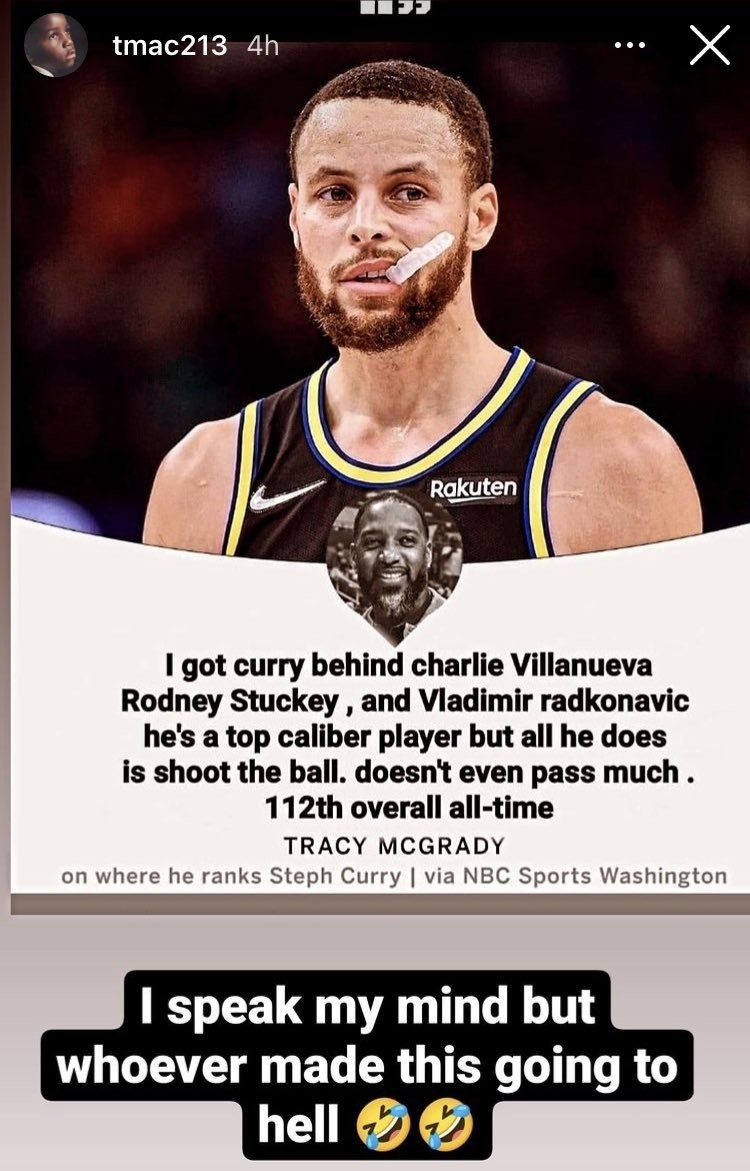 美媒:麦迪把库里排历史第112位并说他只会投篮 麦迪:见鬼去吧