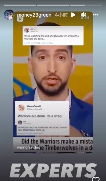 外界质疑勇士完蛋了&我们正见证王朝的覆灭?追梦转发:砖家