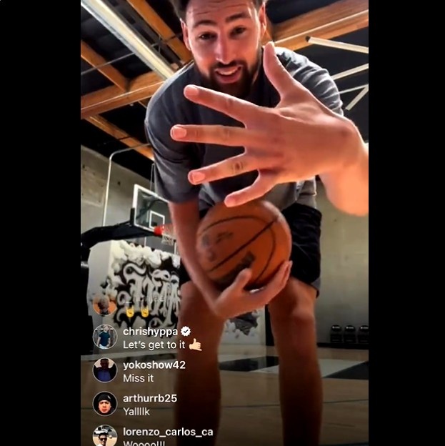 克莱-汤普森直播训练：不只是4个，我们想要5冠！