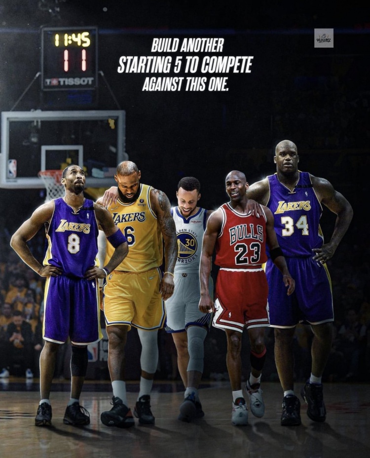 美媒发问：有阵容能击败乔丹鲨鱼詹姆斯科比库里吗？