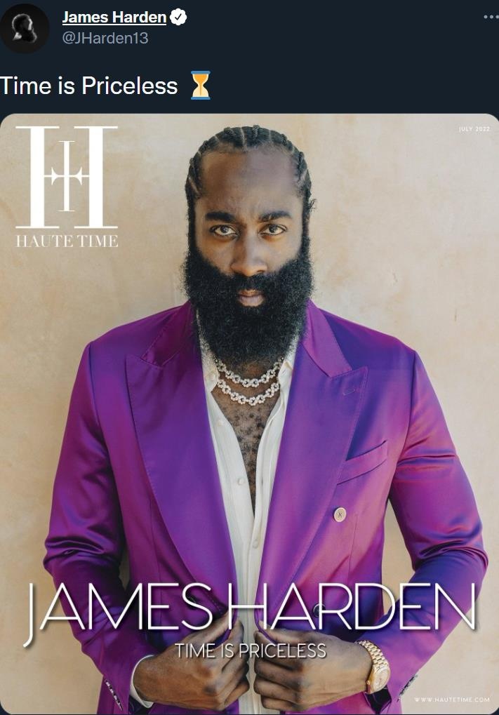 被帅到了！哈登晒为顶级腕表杂志拍摄的海报：时光无价