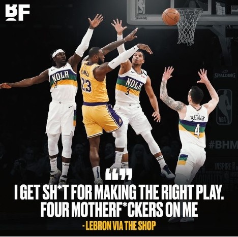 传球过多被批评？詹姆斯爆粗：QTMD四个人在防我呢