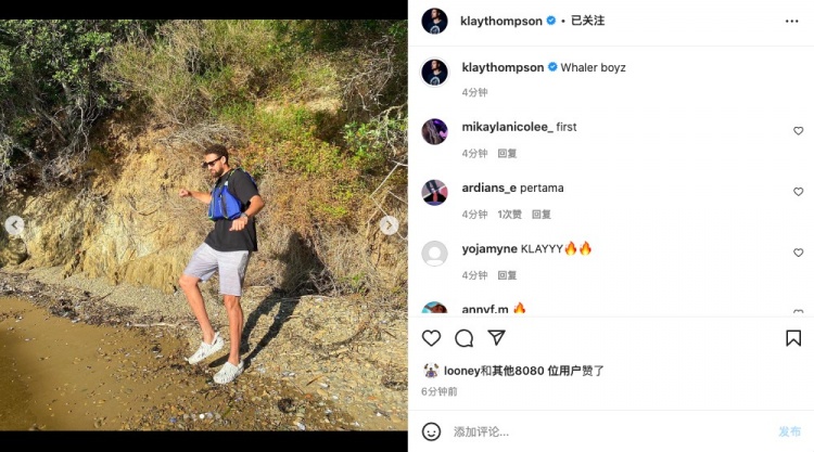 出海捕鲸？克莱晒自己与友人在岸边以及出海照：捕鲸男孩