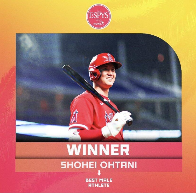 库里惜败！MLB日本选手大谷翔平当选ESPY年度最佳男运动员