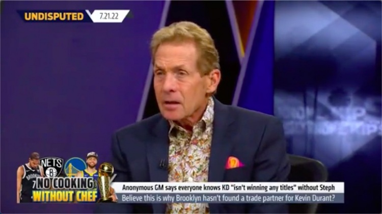 Skip:库里如此受宠爱以致于人们宽容他 他曾需要KD来勇士拯救他