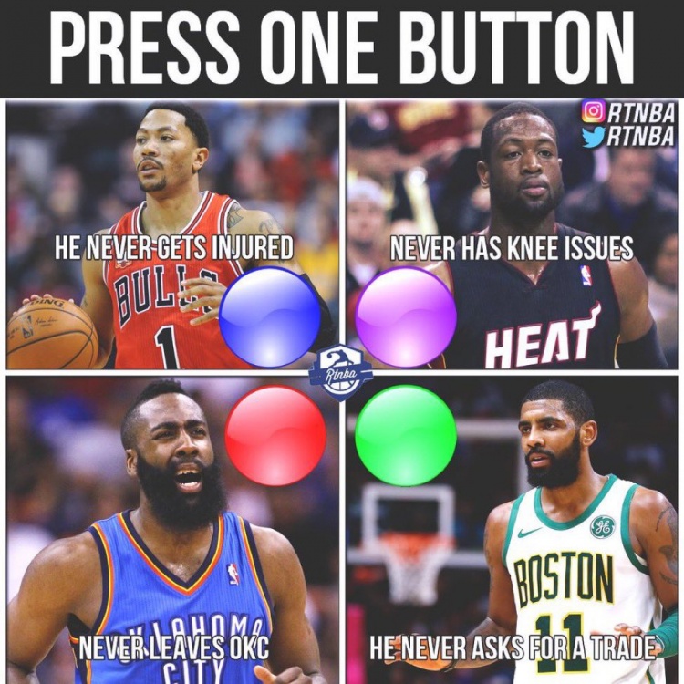 罗斯韦德哈登欧文!美媒:这四个按钮你最想按下哪一个?