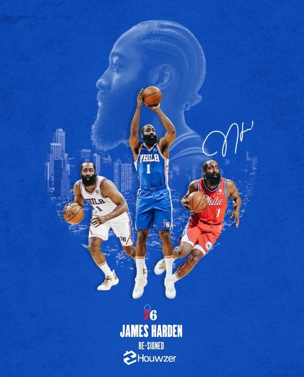 两年6860万!官方:76人正式与詹姆斯-哈登完成续约