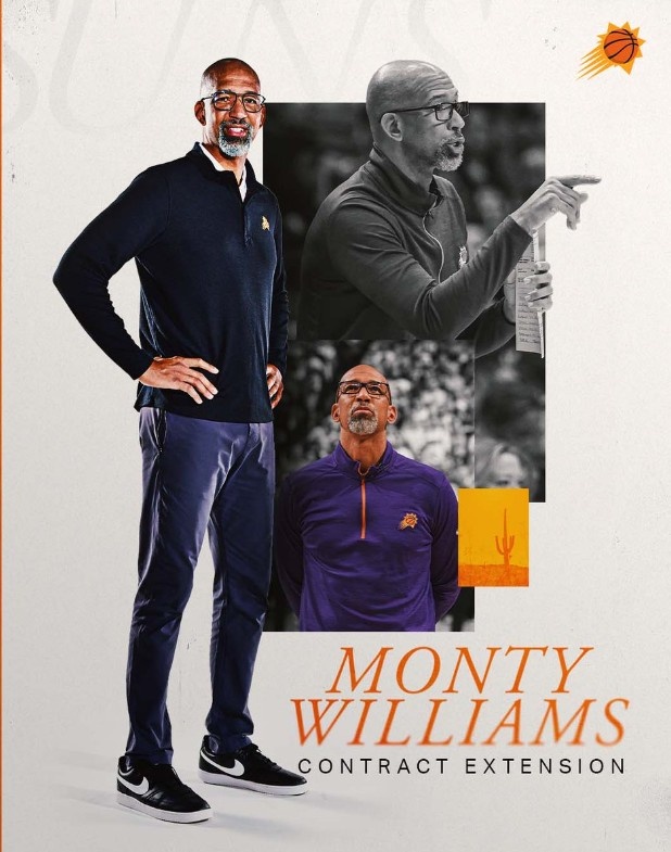 太阳官方:球队正式与主教练蒙蒂签下一份多年续约合同