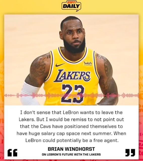 文胖:不认为老詹想离开 但明年成自由球员时骑士有巨大薪金空间