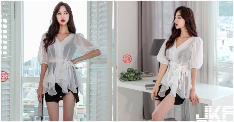 超惹火長腿秘書！透視上衣襯托火辣身材，修長美腿讓人不想下班～