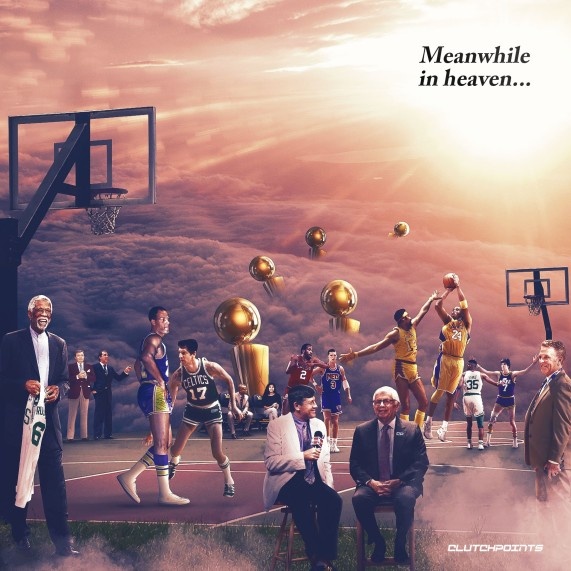美媒发图缅怀NBA已逝人物:将我们的爱寄给远在天堂的NBA大家庭
