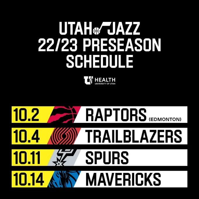 爵士公布新赛季季前赛赛程：首战10月3日对阵猛龙