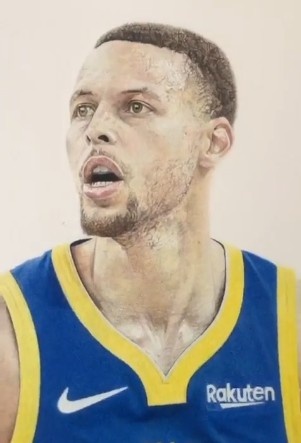 本尊惊叹！库里在球迷为其制作的肖像画下评论：???