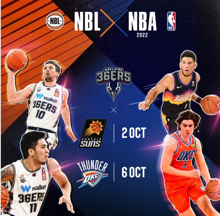 官方:NBL阿德莱德36人将参加两场NBA季前赛 对手为雷霆与太阳