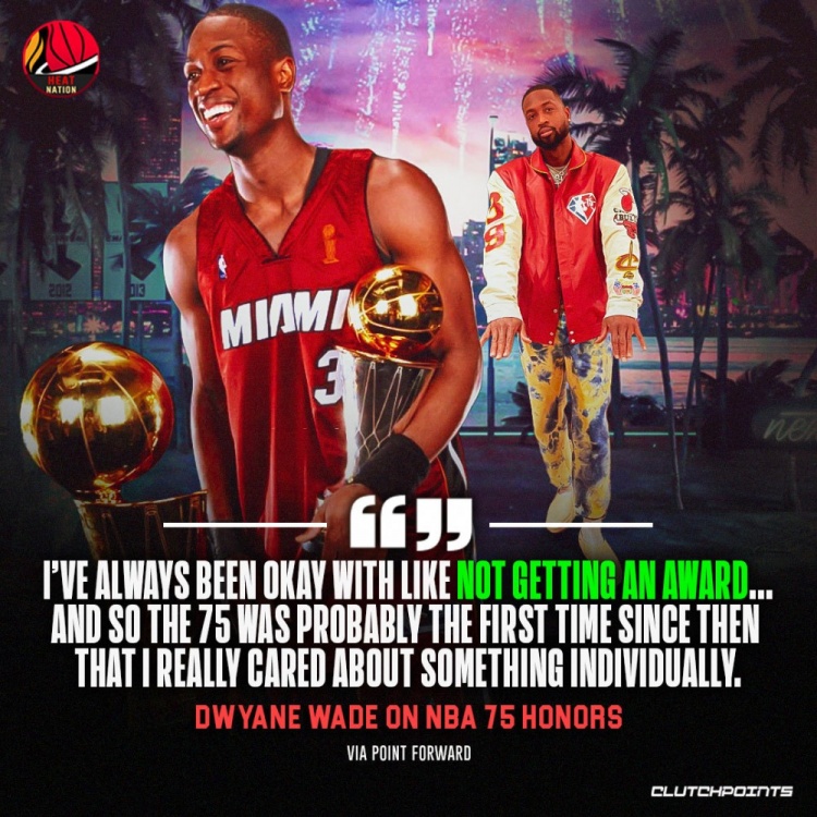 韦德:我一直都不在乎是否获奖 但75大是我第一次真正在乎的奖项