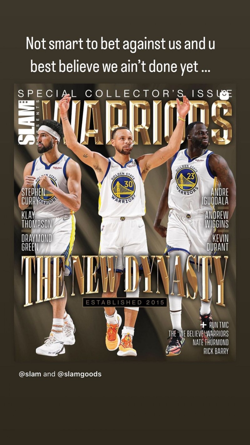 克莱晒《SLAM》勇士王朝封面:赌我们输可不明智