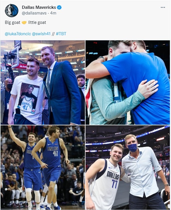 独行侠官方晒东契奇和德克合照：最佳球员的会面?