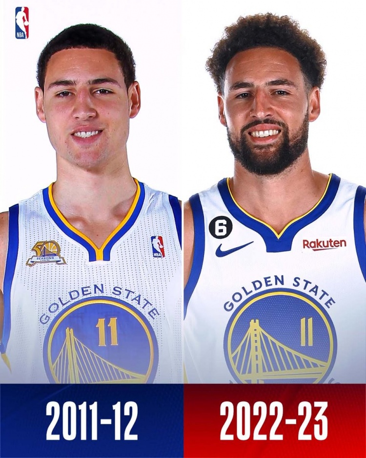 小鲜肉变胡子大叔！美媒晒克莱新秀赛季与本赛季定妆照对比