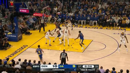 ?约基奇26+12+10 库里34+5 维金斯23+8 掘金7人上双力克勇士