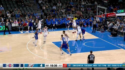 ?亚历山大24+5+6 多特21分 鲍威尔21分 小卡缺阵 雷霆双杀快船