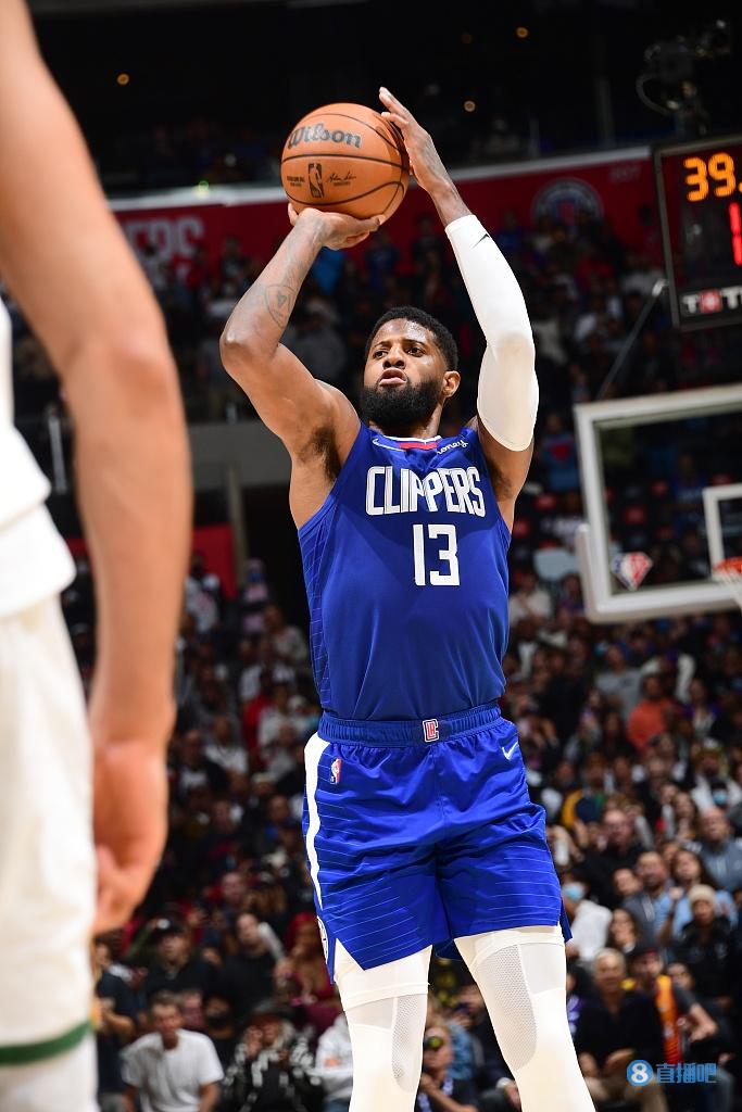 乔治2019年12月以来首次砍下40+5+5 其生涯第10次