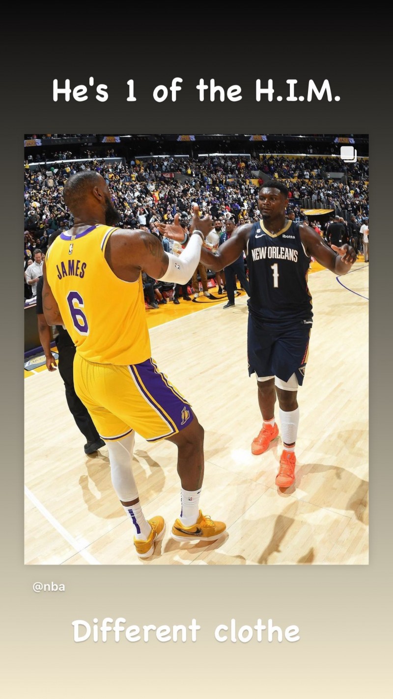 詹姆斯更新Ins晒出与锡安合照:他是独一无二、与众不同的!