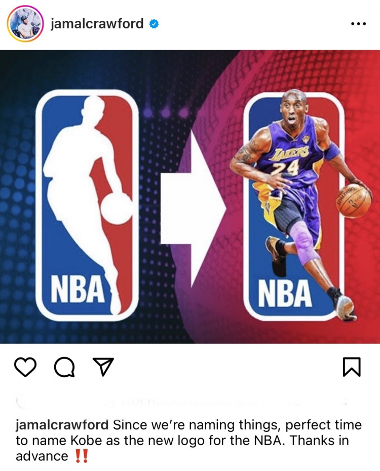 克劳福德:请把NBA的Logo换成科比吧 先说声谢谢了