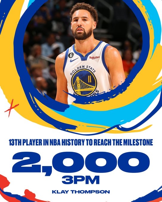 ☔️里程碑!克莱解锁个人生涯2000记三分球