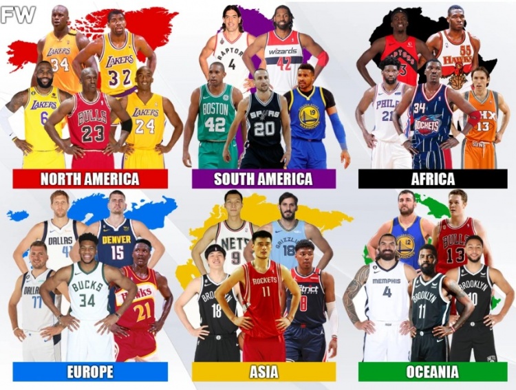 美媒评六大洲最佳阵容:北美乔科詹魔鲨 亚洲姚明阿联领衔