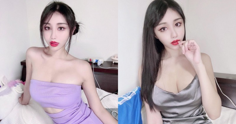 E奶正妹「夏小允」低胸睡衣太惹火，白嫩的美乳有夠兇爆！