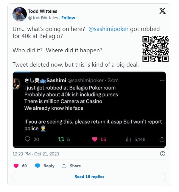 【EV扑克】扑克网红“露乳妹”在百乐宫扑克室被抢走近30万!