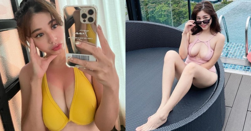 好辣的曬痕！「153巨乳小隻馬」自拍好猛，「爆乳泳裝」秀豐滿人字奶！