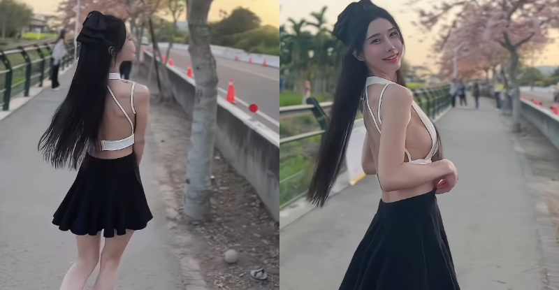 春日限定！櫻花妹「夢夢」遊走步道太驚艷，「背殺回眸殺」像超級女主！