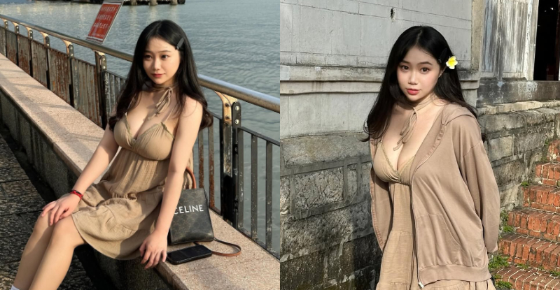 淡水驚見童顏巨乳「小九九」，「傲人車燈」閃耀整條老街！