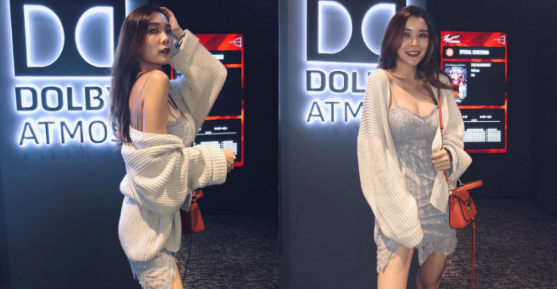 性感小姐姐「Peisy」看電影也要換戰袍，超亮車燈替同場加映視覺體驗！