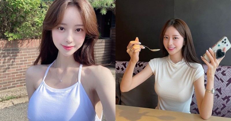IG甜美歐尼「容顏超白嫩」，細肩帶上衣「胸型好誘人」！
