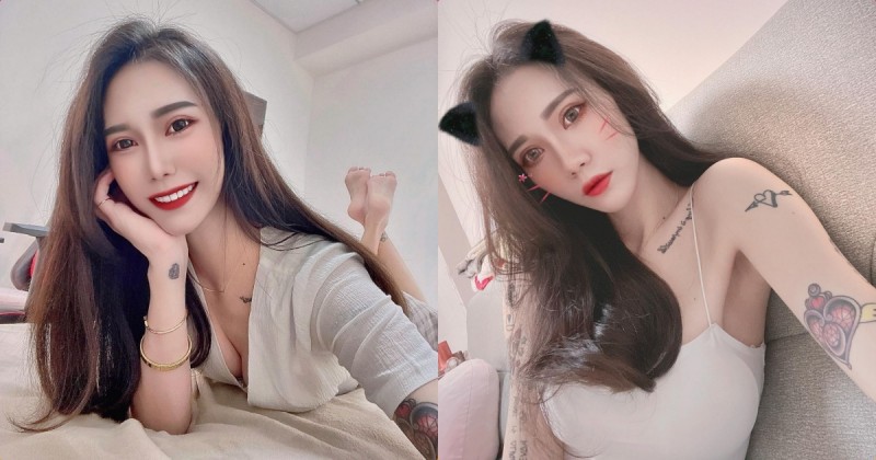 長腿正妹「宜萱」超辣床上視角，「低胸造型」越看越犯規！