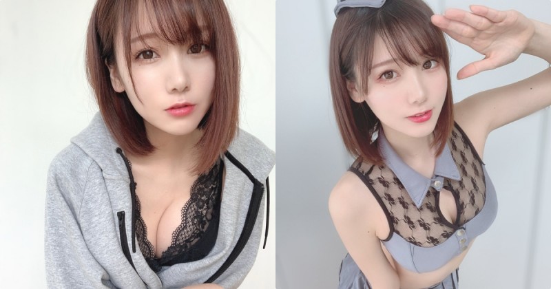 短髮女Coser「帽T外套下暗藏美乳」，超深長乳溝「弧度辣翻」！