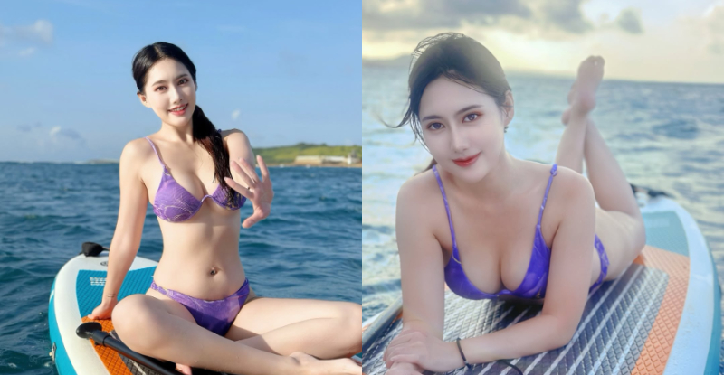 火辣壽星「仙仙Shan」後壁湖曬福利，槳板擺拍「美乳加大長腿」