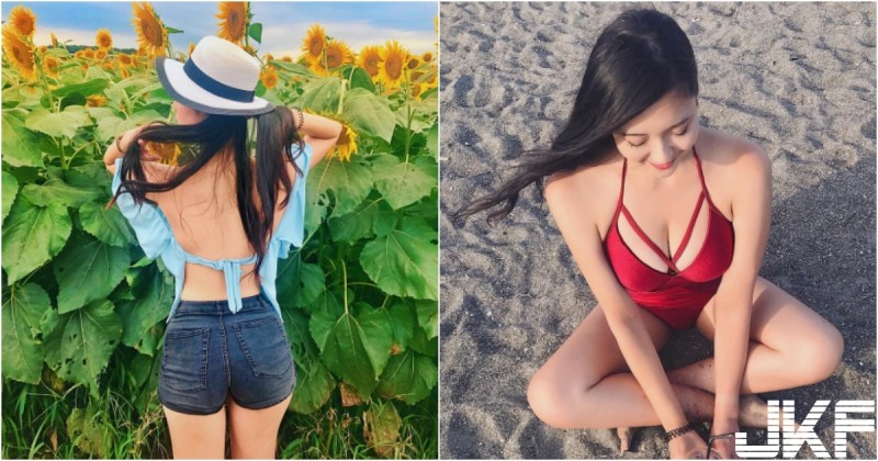 花田中驚見「裸背正妹」！蜂腰翹臀比例太撩人！轉到正面又是「飽滿大奶奶」！