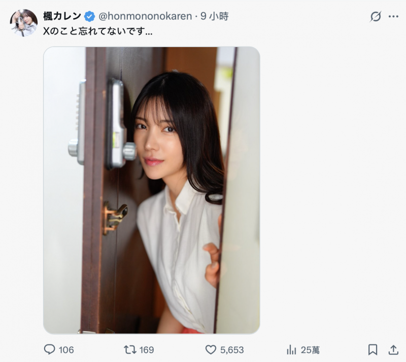 「我没有忘了X(社群)喔」、但,楓カレン(枫花恋)何时有新片?