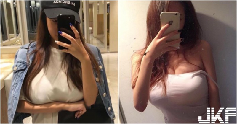 太誇張啦！「澎湃巨奶妹」前凸後翹好惹眼！「胸部太重」受不了用手撐著！