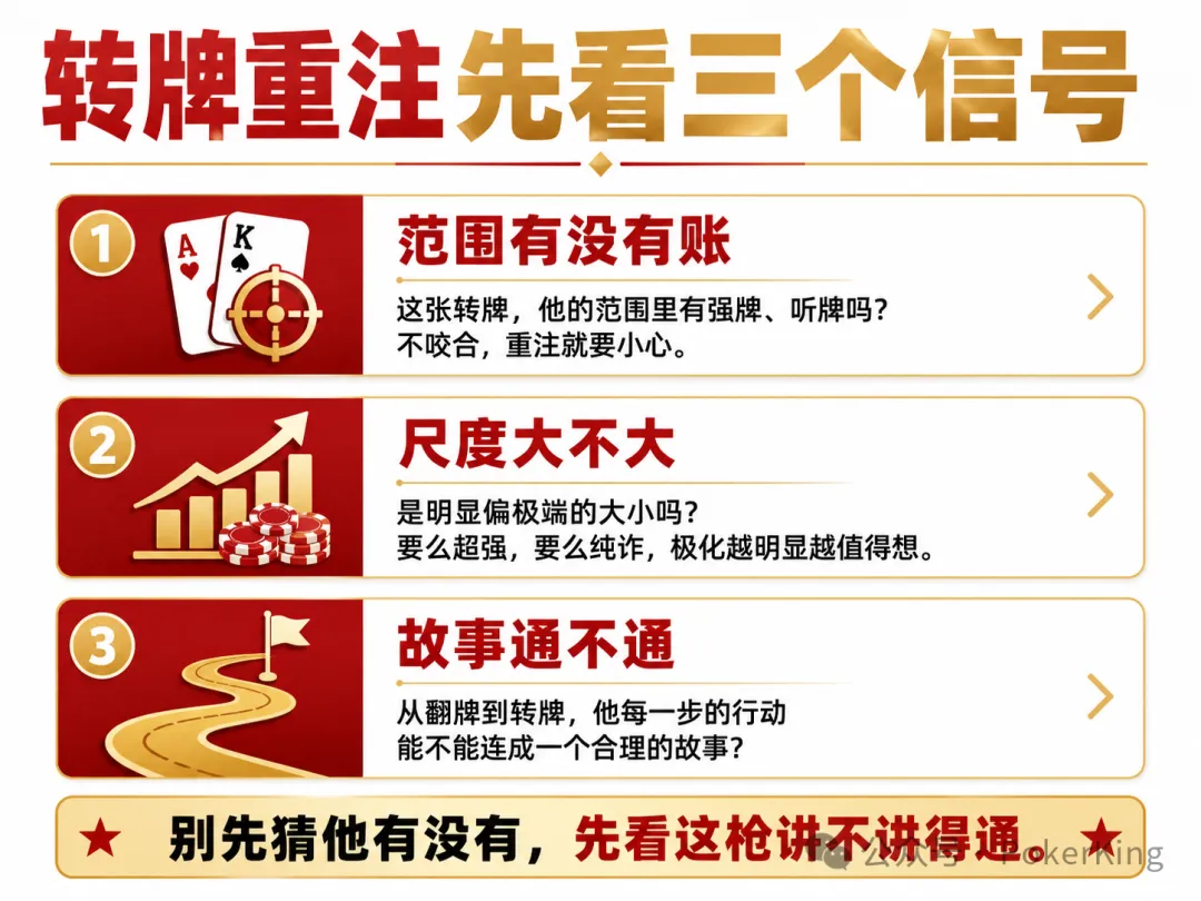 【EV扑克】转牌重注,到底该信不信?三个信号帮你把“猜”变成“对账”