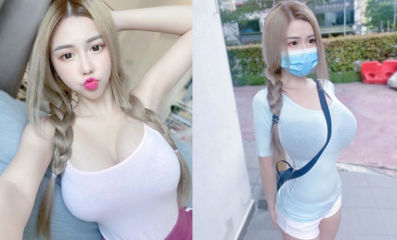 口罩熱褲妹「周甄娜」乳量大到爆青筋　往下看還有驚人「水蛇腰」讓人徹底淪陷